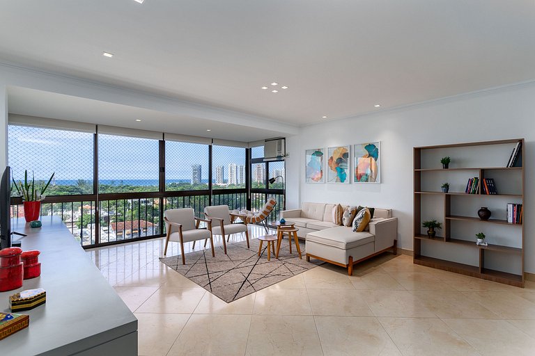 Magnífica vista, luxo, praia, shopping no coração da Barra