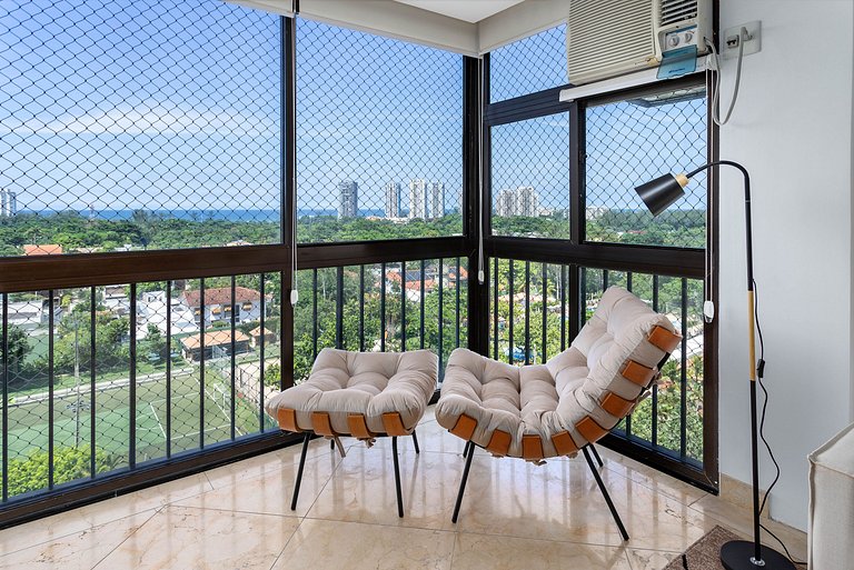 Magnífica vista, luxo, praia, shopping no coração da Barra